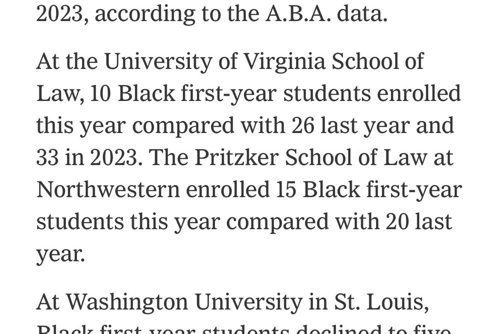 NYT text revealing we have only 10 black 1L’s at UVA Law. 