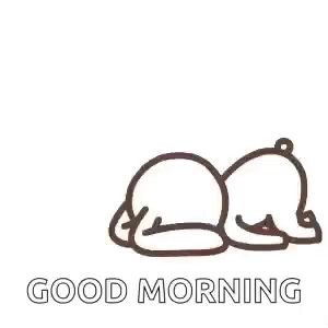 a cartoon drawing of a bear laying down with the words `` good morning '' written below it .