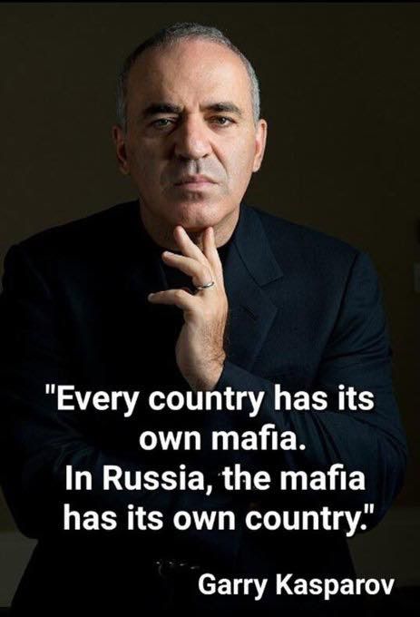"Every country has its own mafia.
In Russia, the mafia has its own country."

- Garry Kasparov