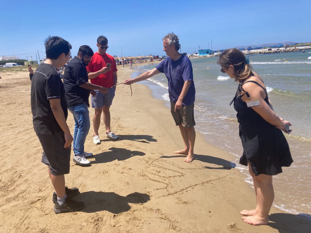 Teaching phylogenomics continued onto the beach with diagrams in the sand!