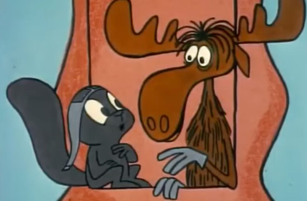 Rocket J. ("Rocky") Squirrel and Bullwinkle J. Moose (pictured) made their debut in "Jet Fuel Formula," the premiere episode of the animated TV series 'The Adventures of Rocky and Bullwinkle and Friends,' which first aired 65 years ago today (Nov. 19, 1959).