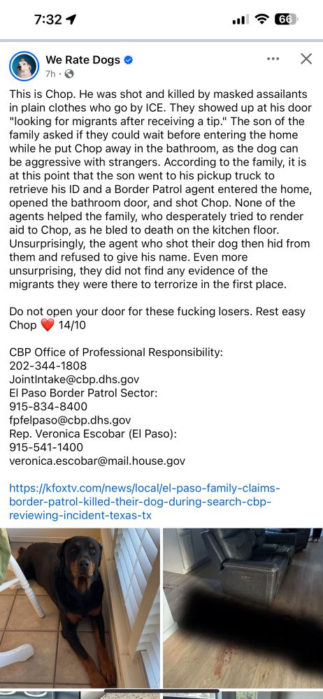 This is chop. He was shit and killed by masked assailants in plain clothes who go by ICE. They showed up at his door “looking for migrants after receiving a tip.” He was put in a bathroom, but an agent broke in, opened the bathroom, and shot him. None of the agents rendered any aid.
