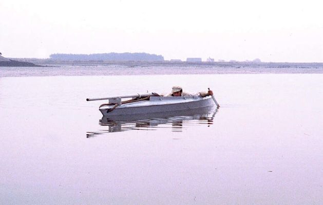 Here you can see the gun in a punt, a small boat, in it's natural habitat, which would be a lake or a wide river around sunrise or sunset. The guns were usually mounted as they are in this image, the metal construction securing the gun and making recoil essentially a non-issue. You can tell this is likely one of the 