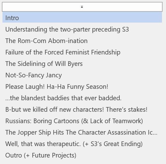 My chapters for a 16-page long analysis of why Stranger Things Season 3 is THE WORST