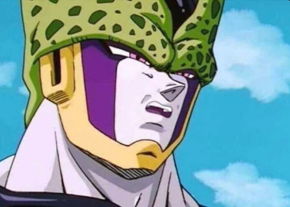 Mr Perfect Cell showing a face of disapproval
