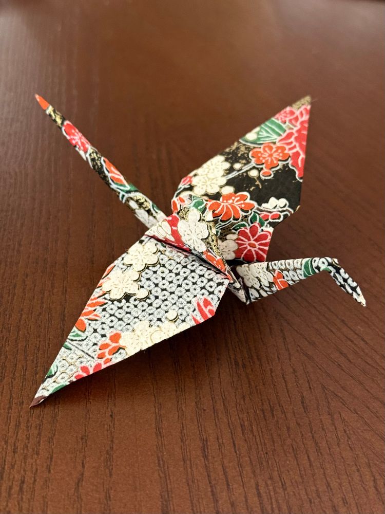 Origami crane, folded with chiyogami paper