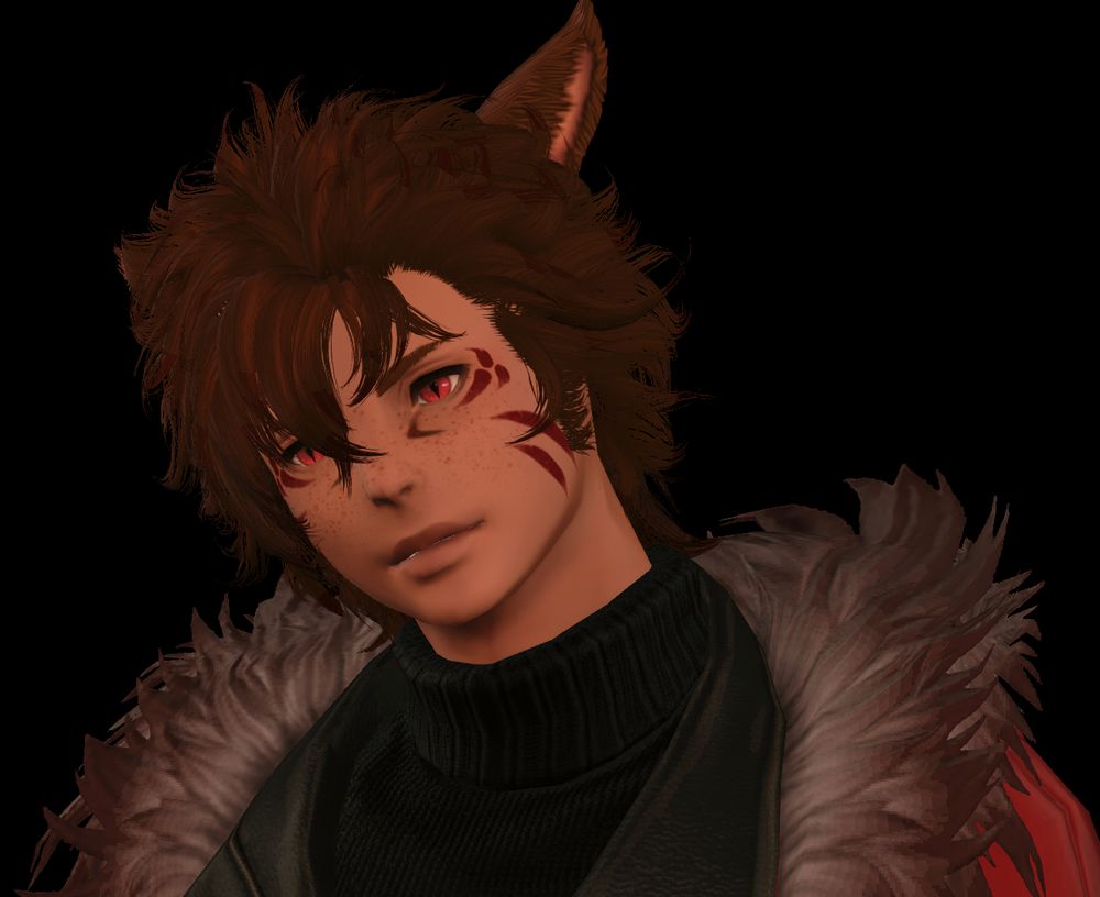 Img: Fluffy hair, brown hair miqo