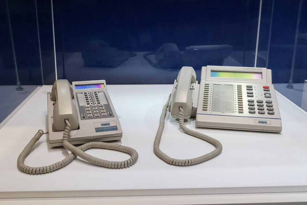 Image of two old work phones
