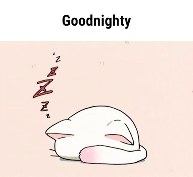 a cartoon of a cat sleeping with the words " goodnight " below it