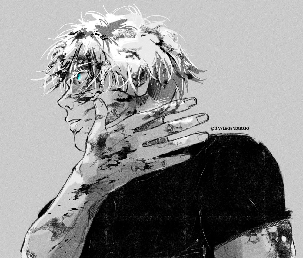 bloody coldly feral gojo after he killed the higher ups