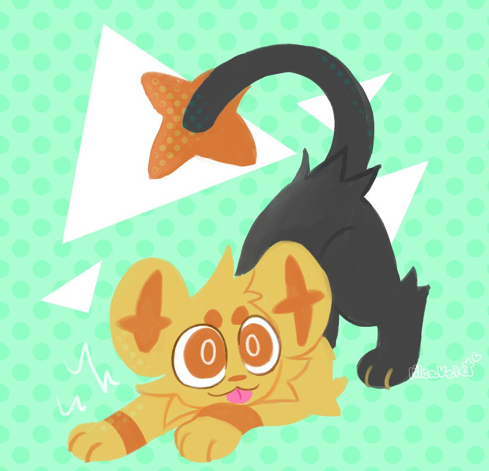 an image of a shinx crouching and sticking its tongue out
