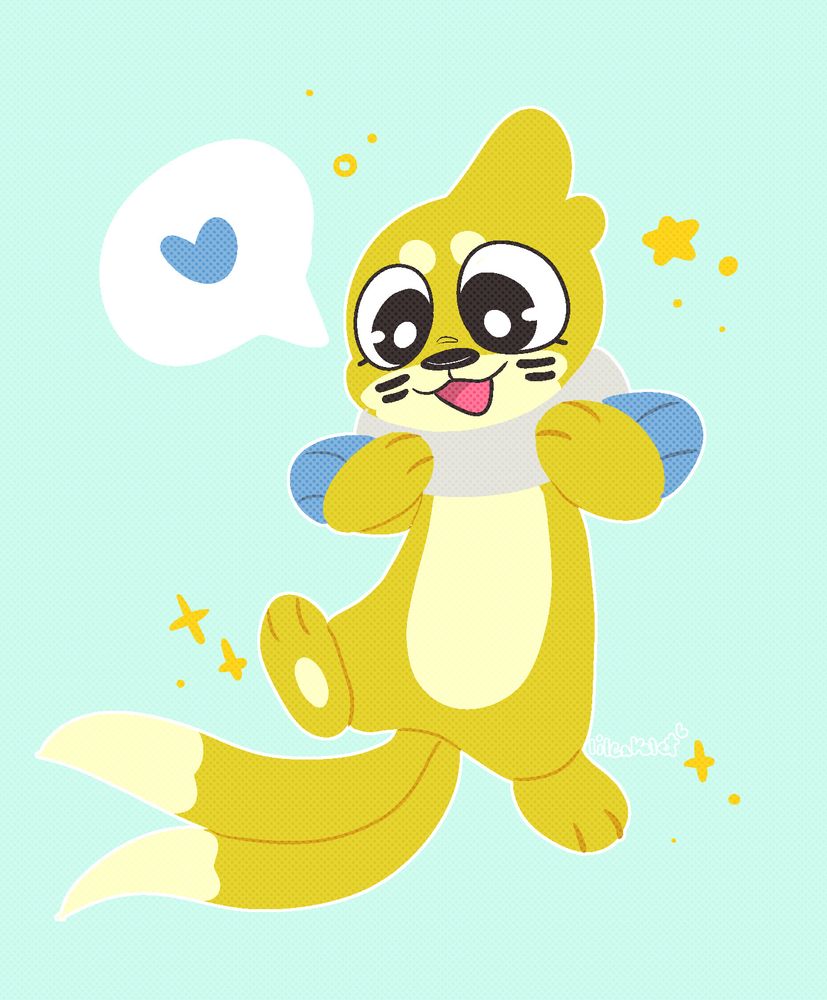 a shiny buizel holding onto its flotation sac 