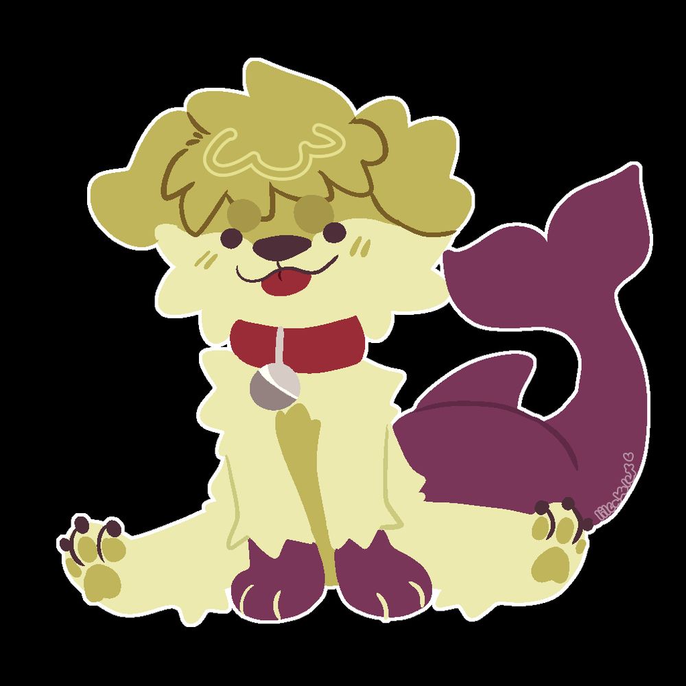 chibi image of a dog sitting with his tongue sticking out