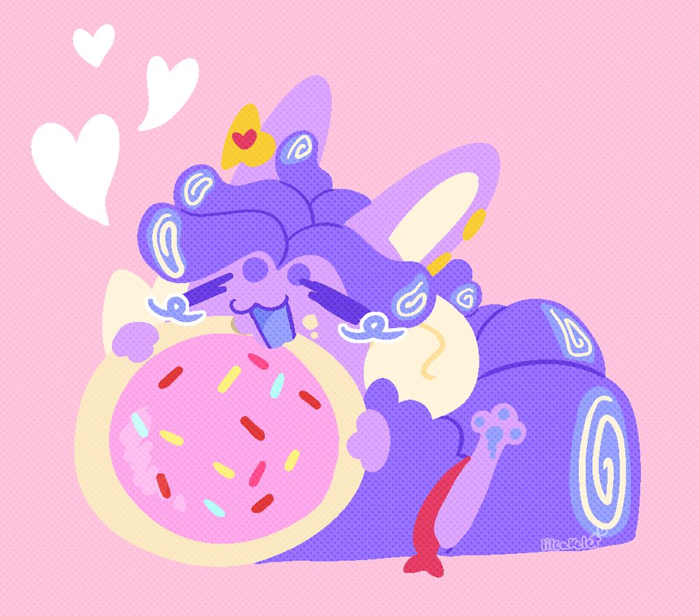 cake eating one of those frosted sugar cookies!
