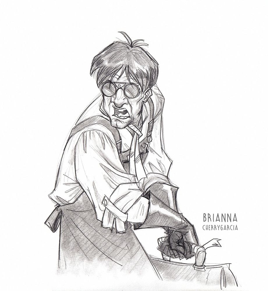 Sketch of Ygor lugging his leather bag