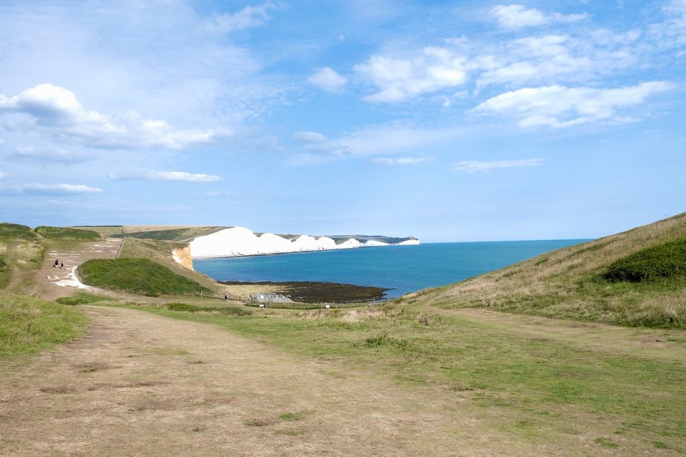 The Seven Sisters cliffs in glorious sunshine in colour 