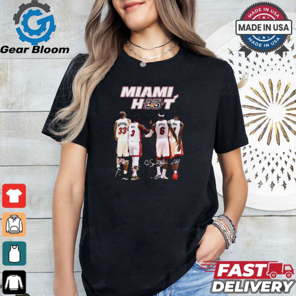 Miami Heat 35th Anniversary James Bosh Wade Signatures 2024 Shirt, hoodie, sweater, long sleeve and tank top