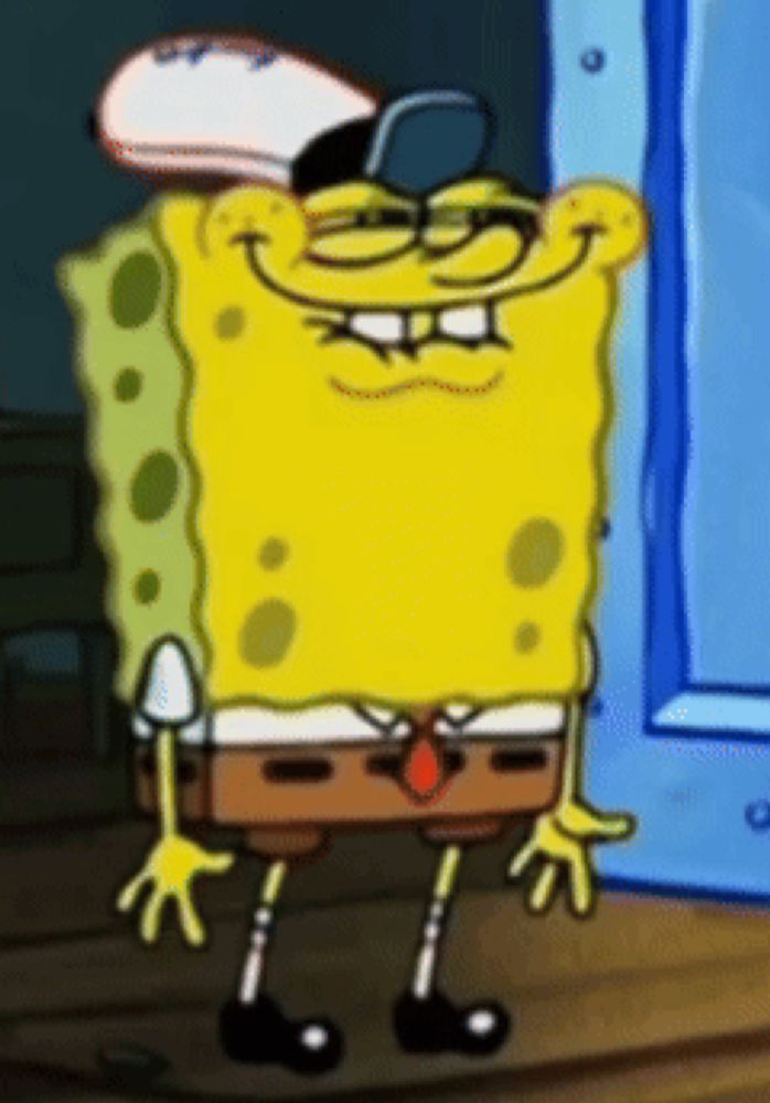 a cartoon spongebob wearing a hat and glasses