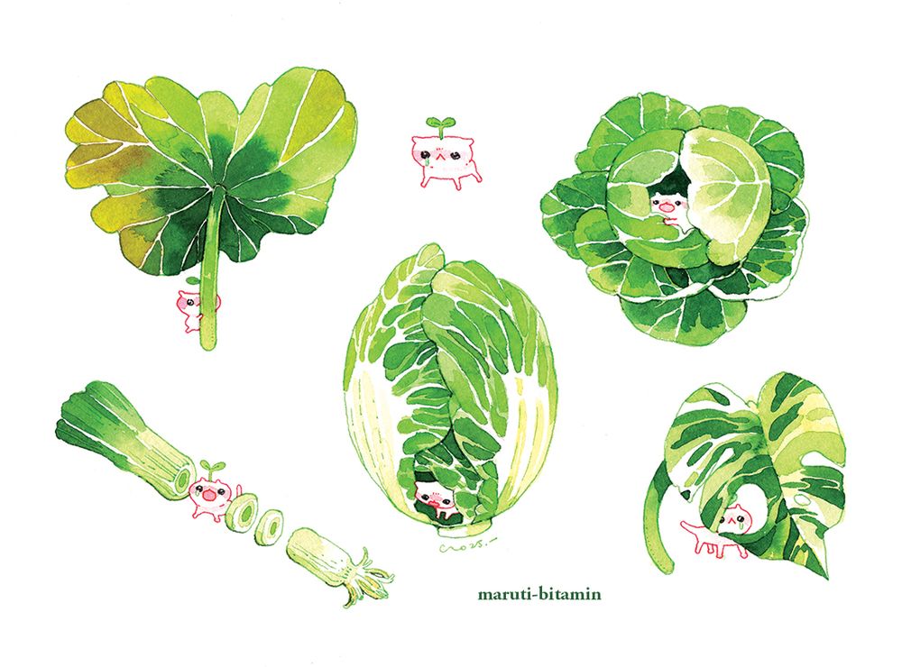 tiny sprout cats, hiding in leafy greens. 
be careful when you eat salad
you might find an unexpected topping