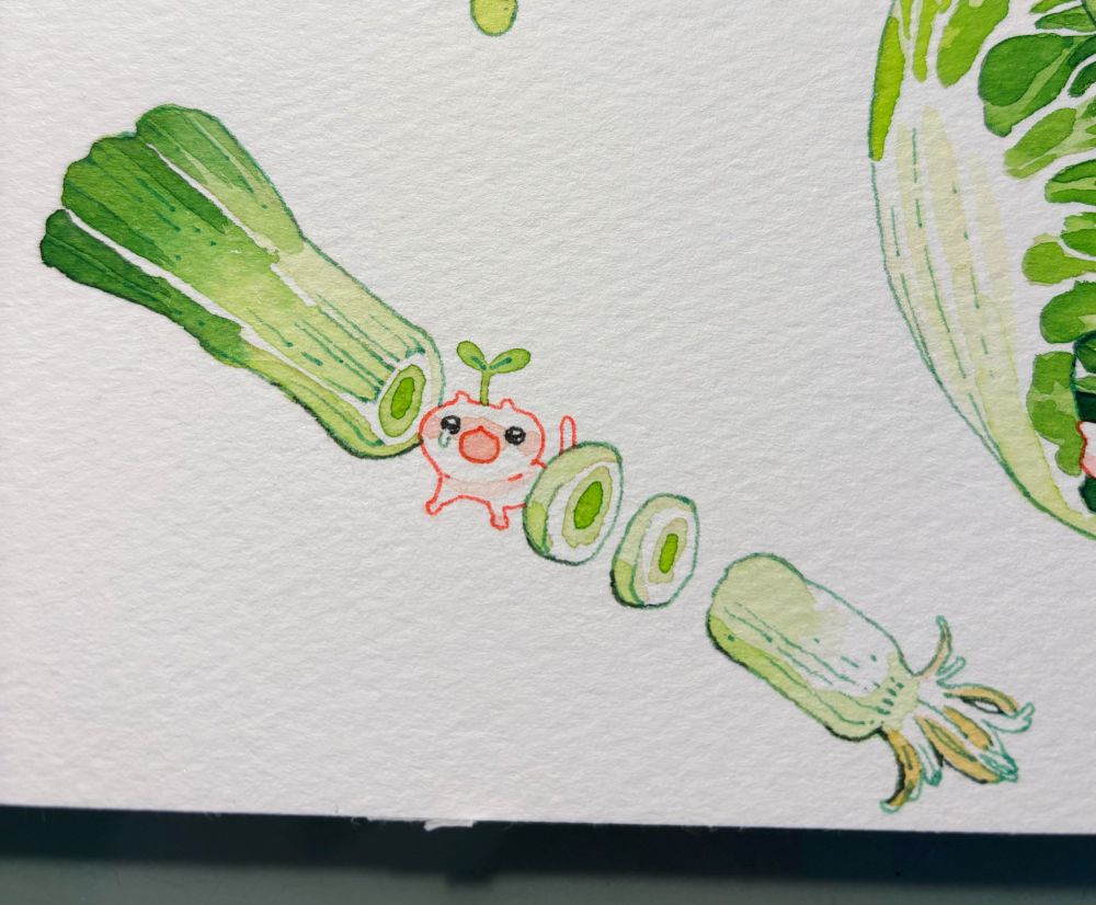 sprout baby laments its green onion home