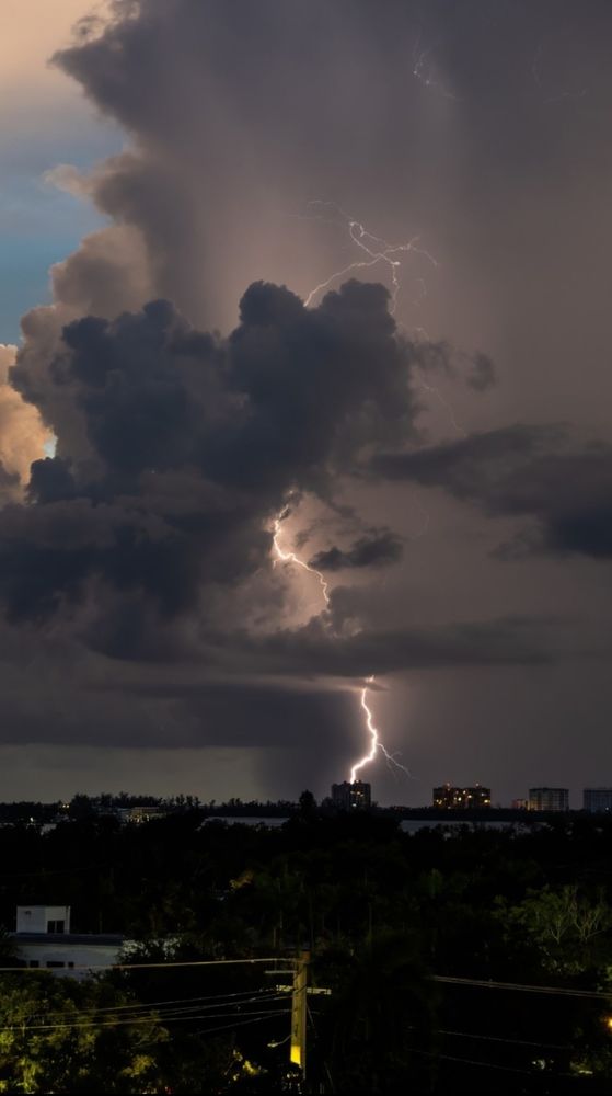 Lightning bolt on the cusp of sunset. Sarasota Fl
