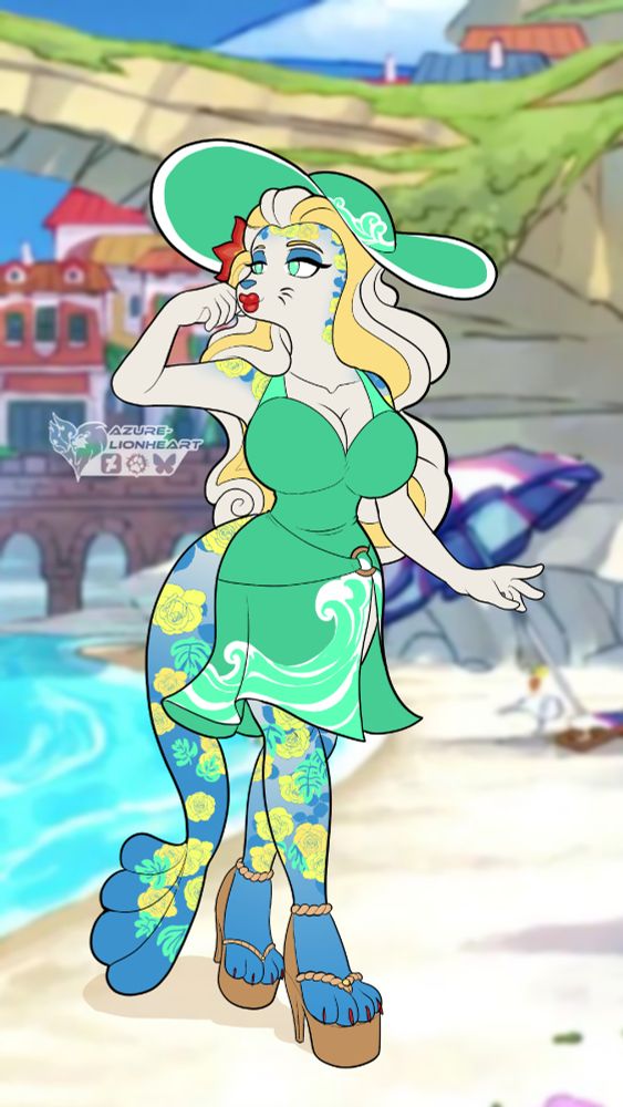 Not much to add here; afaik Eliza doesn't have too much lore to her besides being a magical (read: TF-inducing) resort manager. But she IS quite colorful, isn't she?