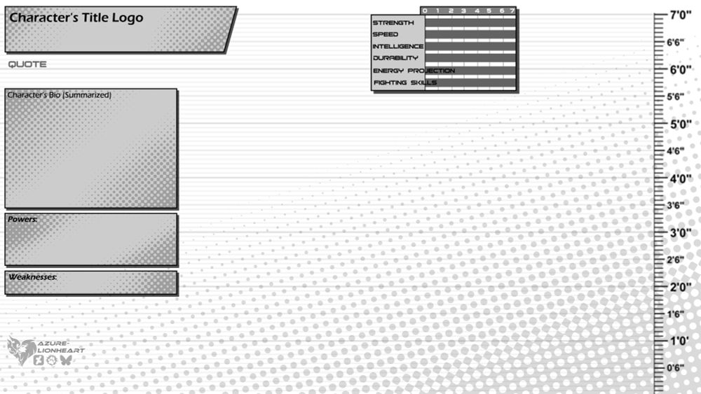 The larger format of VV-verse character sheets, with room for 2 fullbody poses (civilian and hero/villain costume?) as well as expressions or other things.