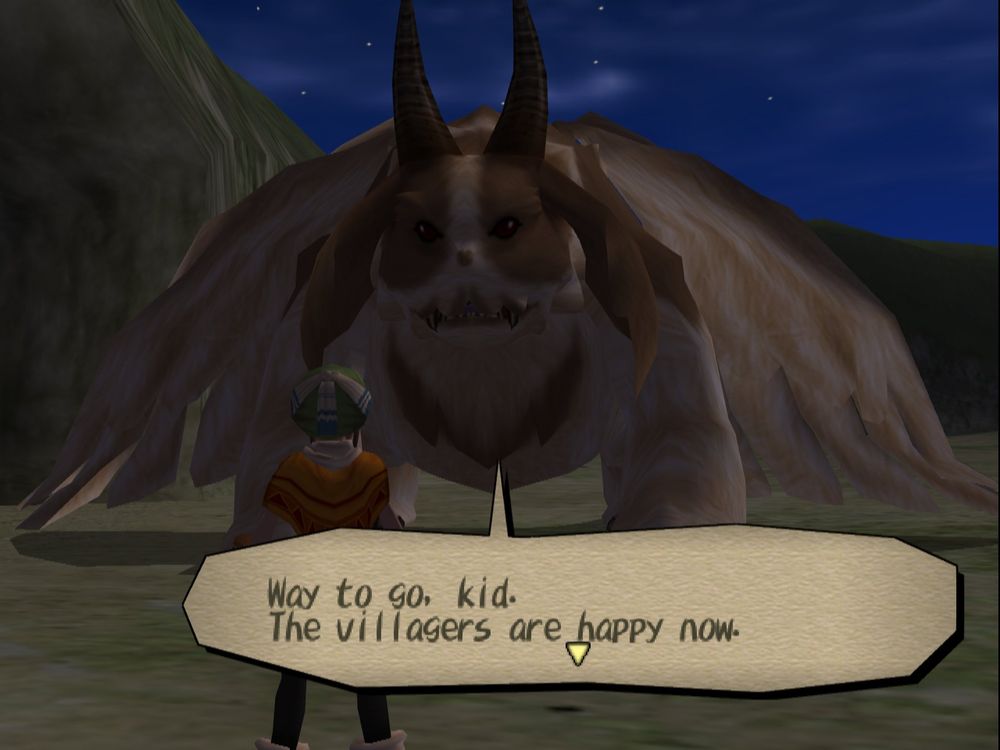 The Melkor We Have At Home saying "Way to go, kid. The villagers are happy now."