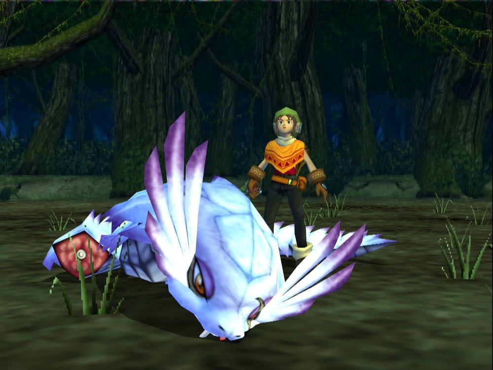 Toan Darkcloud standing in front of a bisected snake monster, looking as confused as ever.
