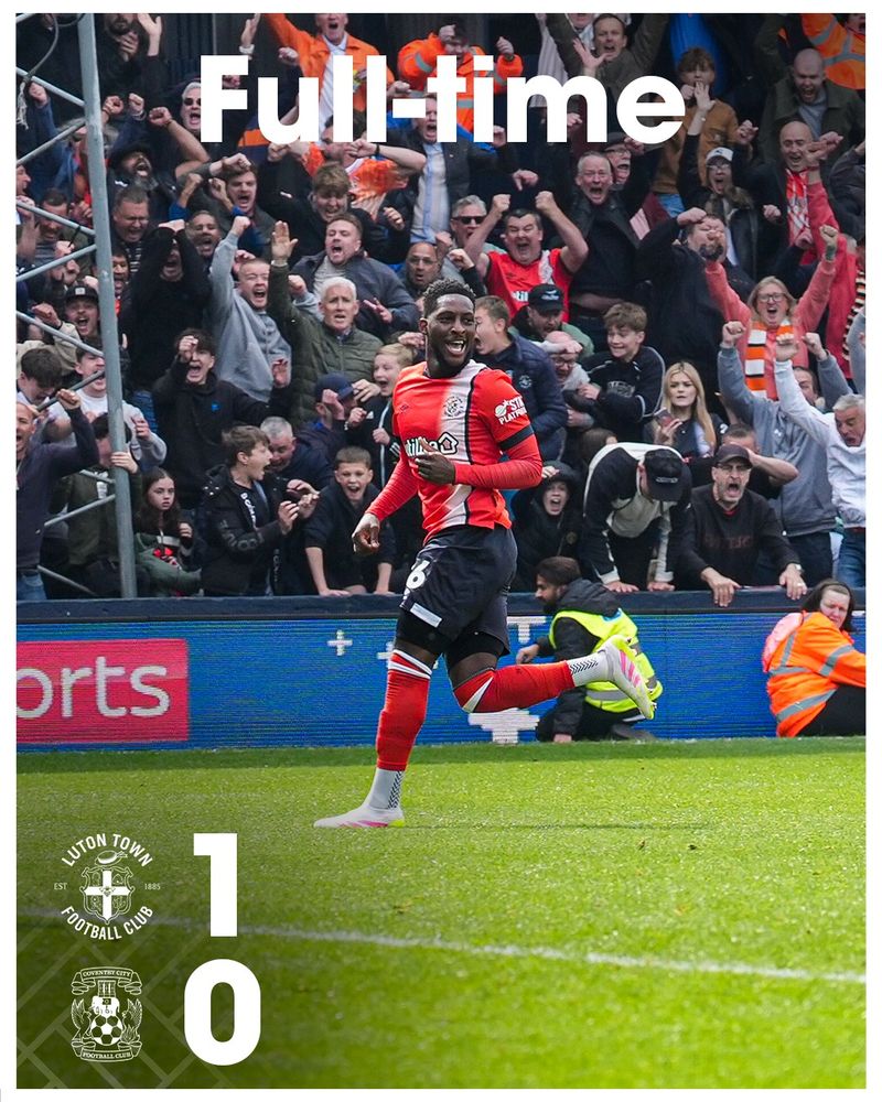 Full-time: Luton Town 1-0 Coventry City