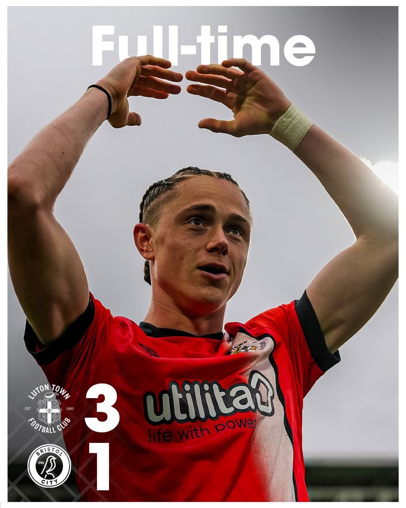 Full-time: Luton Town 3-1 Bristol City