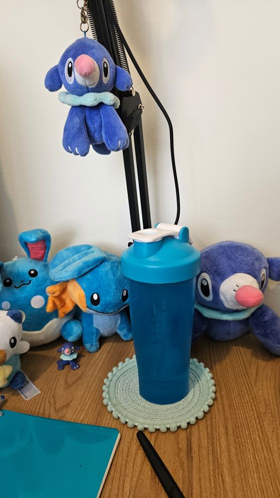 Mesmo das outras fotos, agora com um Popplio maior de pelúcia ao lado