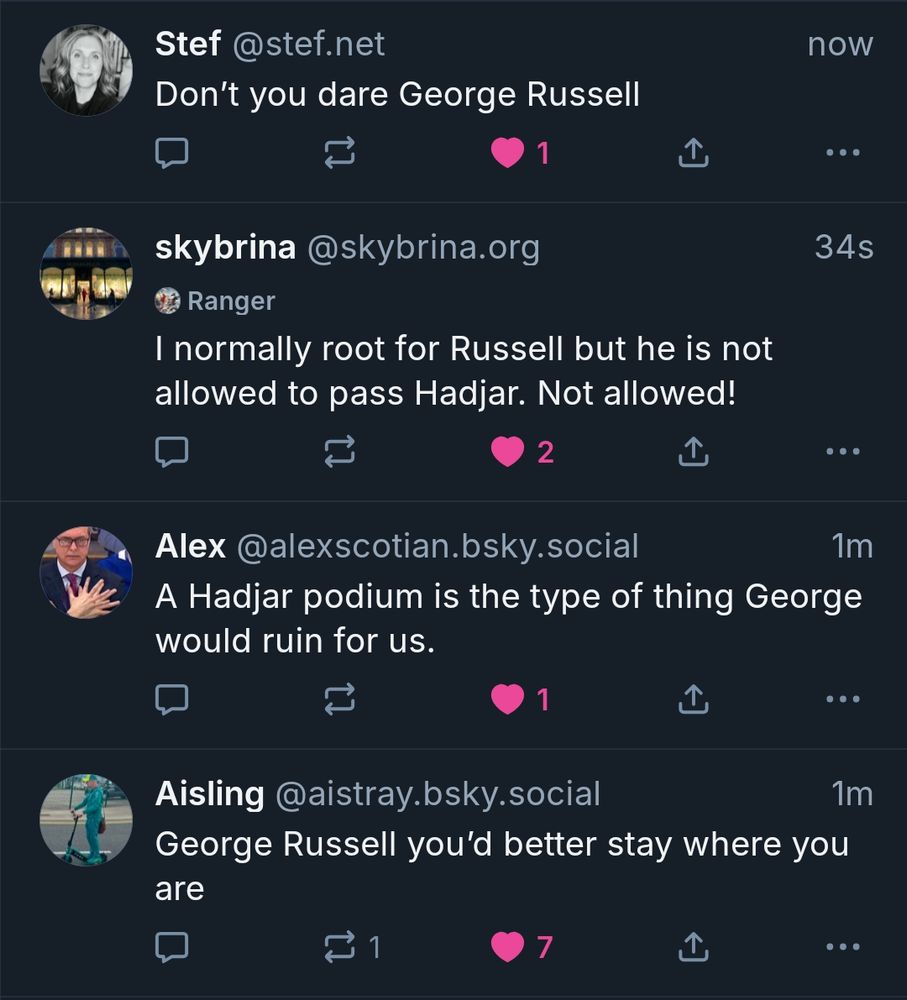many posters lamenting the possibility of george potentially ruining a maiden podium for isack