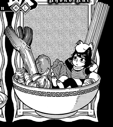 A random screencap of izutsumi from the dungeon meshi manga or anime, actual alt text coming soon hopefully