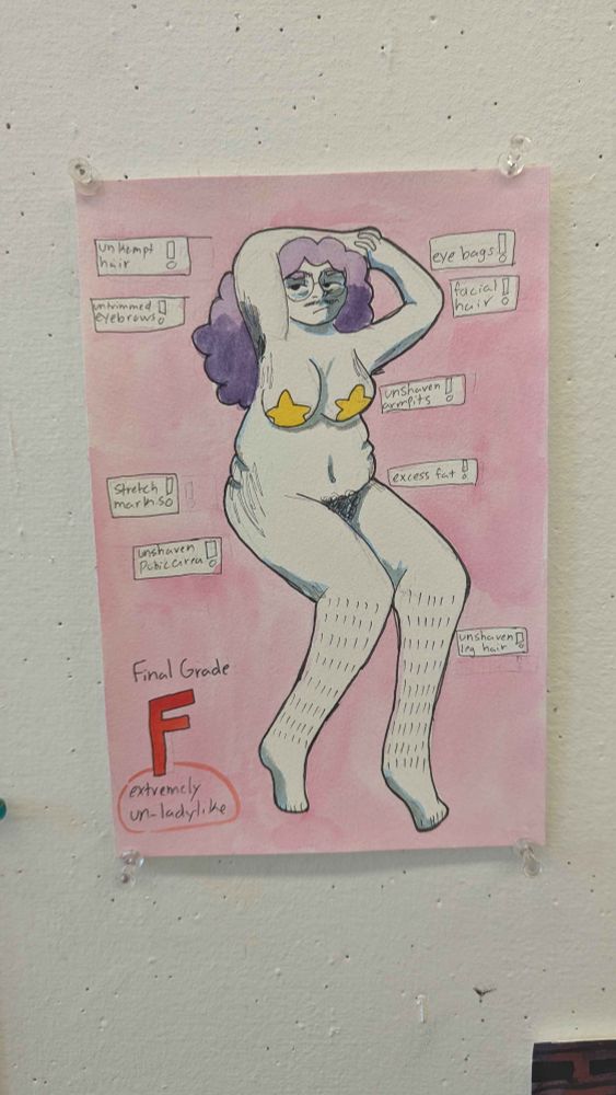 A watercolor painting of me critiquing myself 