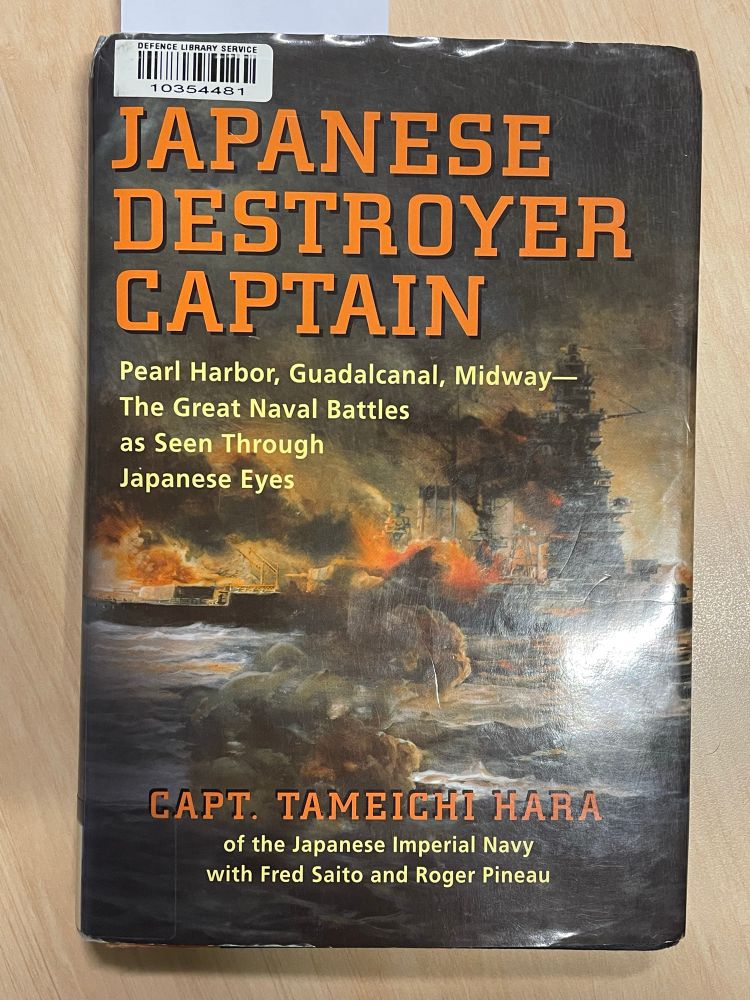 The cover of the book “Japanese Destroyer Captain: Pearl Harbour, Guadalcanal, Midway - The great naval battles as seen through Japanese eyes” by Tameichi Hara.

The cover features a painting of a night naval battle in the Solomons Island campaign of WW2