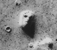 The “Face on Mars”, a collection of hills in the region Cydonia on Mars. The hills look vaguely like a face. But not really.