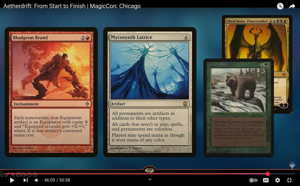 A noble Grizzly Bear brandishes Nicol Bolas