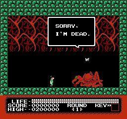 The Nintendo game Monster Party, the kid protagonist walks into a boss encounter room, only for a bug monster slumped over and it says 
