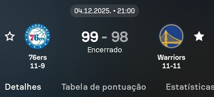 screenshot sofascore
placar final de philadelphia 76ers x golden state warriors.
screenshot app sofascore. 