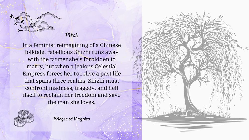 Pitch: In a feminist reimagining of a Chinese folktale, rebellious Shizhi runs away with the farmer she’s forbidden to marry, but when a jealous Celestial Empress forces her to relive a past life that spans three realms, Shizhi must confront madness, tragedy, and hell itself to reclaim her freedom and save the man she loves.
