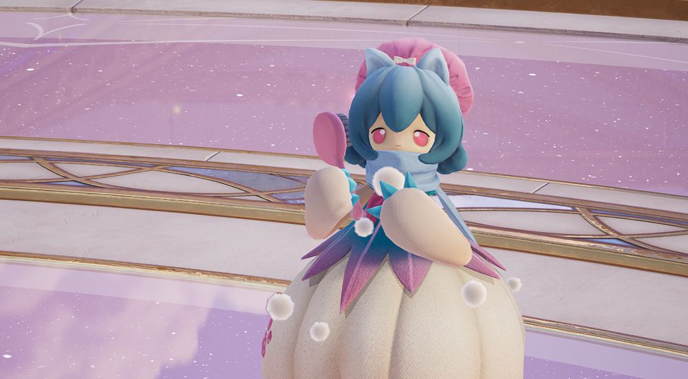 trans flag color scheme on a creature in infinity nikki