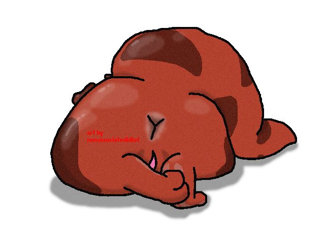 Ambulant (nonAssociatedIdiot's slugcat sona) with his ass and pussy facing the screen, on a white background.