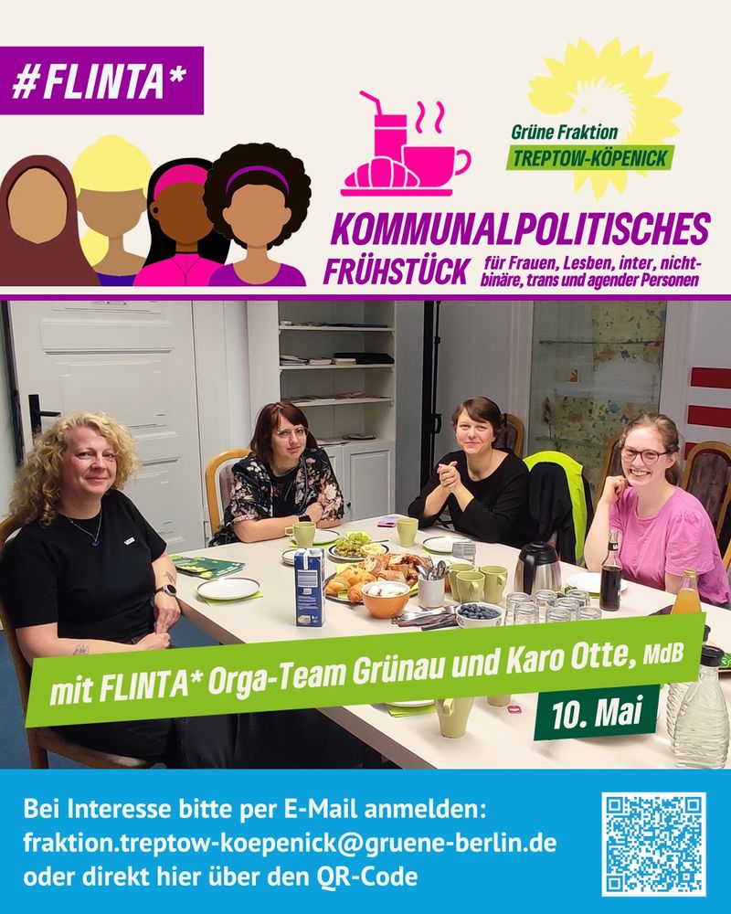 FLINTA*  Kommunalpolitisches Frühstück: auf dem Foto zu sehen u.a. ganz rechts Karolin Otte, MdB und rechts daneben Charlotte Steinmetz, Fraktionsvorsitzende
