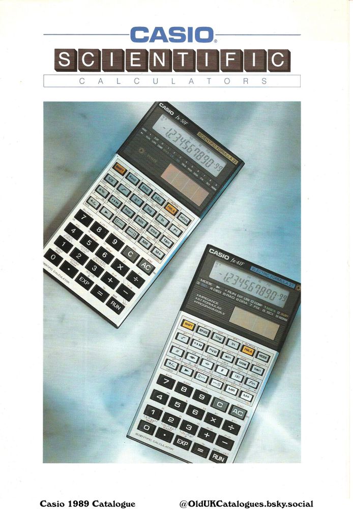 This catalogue page showcases two Casio scientific calculators, with the higher-priced model, 'fx-50F', listed first. The layout suggests a focus on calculator products, as no other departments or items are present.

(+fx-50F
and fx-61F)