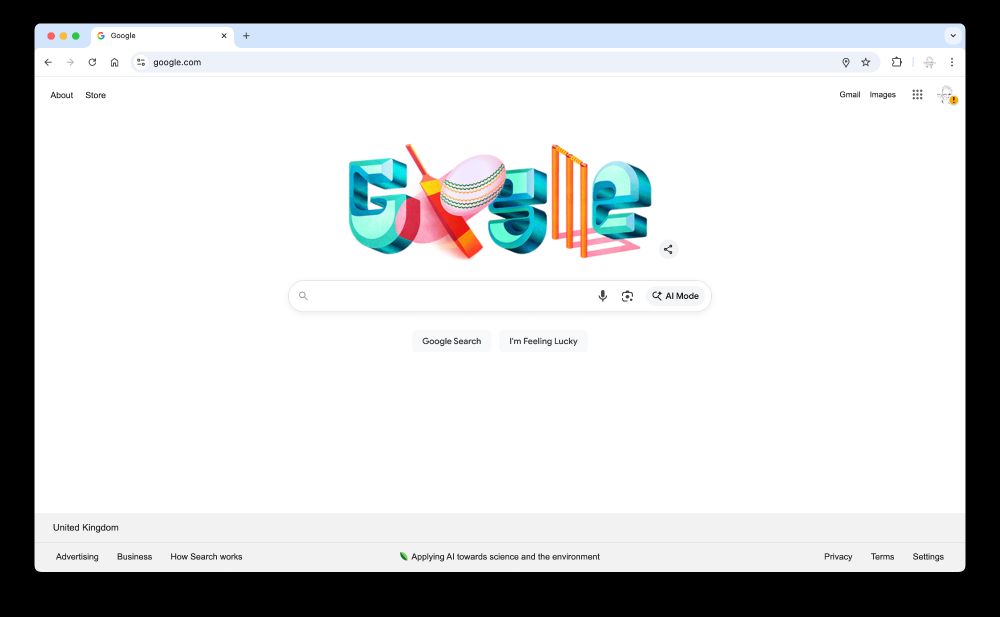 A cricket-themed Google Doodle.