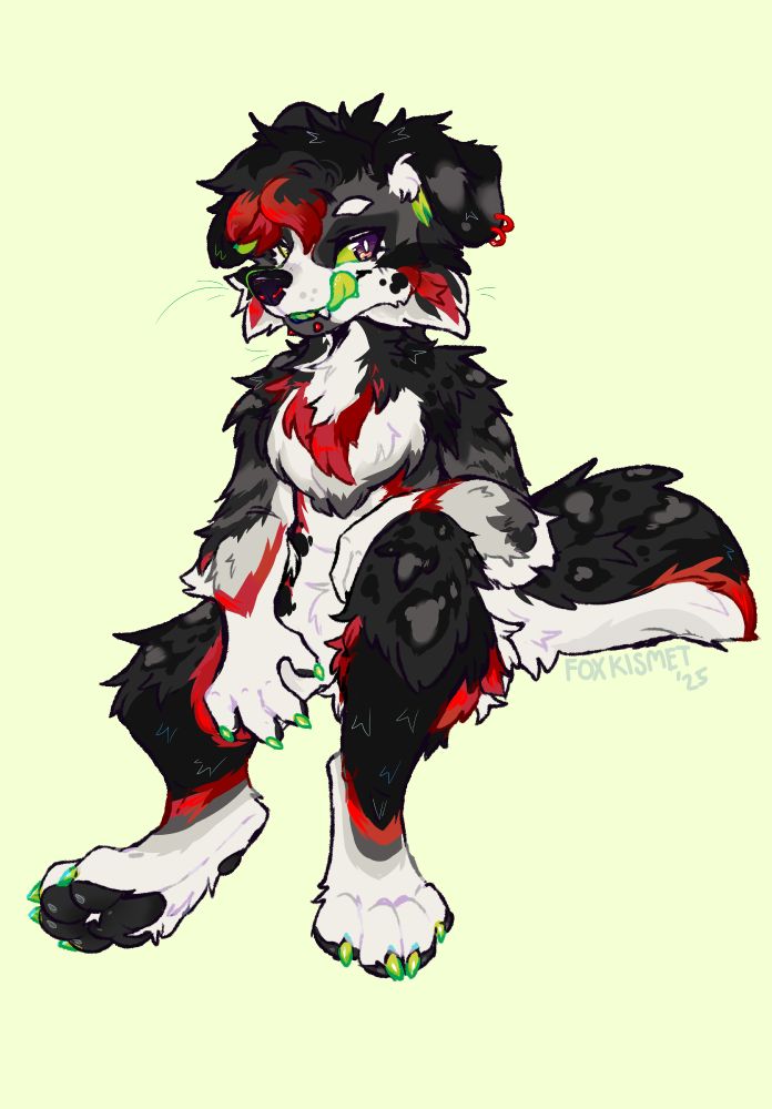 doodle of my aussie shep Riptide. Design by kiro.dog and brambling with color edits by me