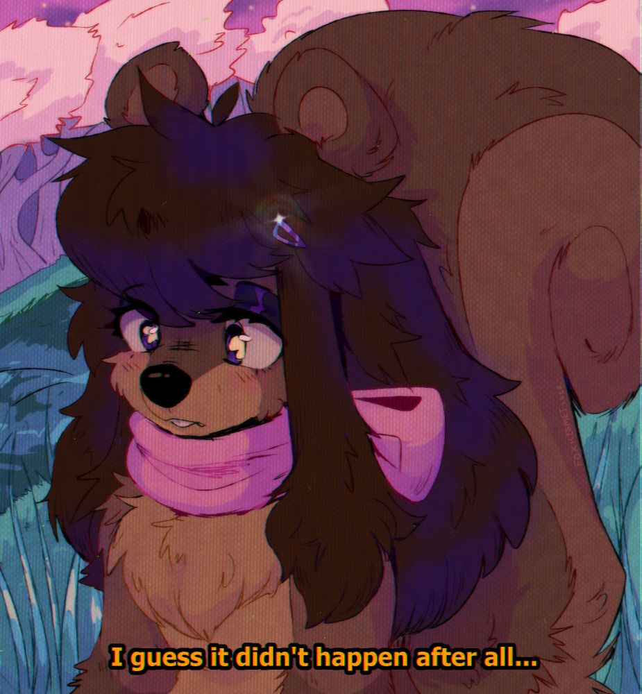 A fake frame attempt of an old animation cell with Petrichor in a magic forest