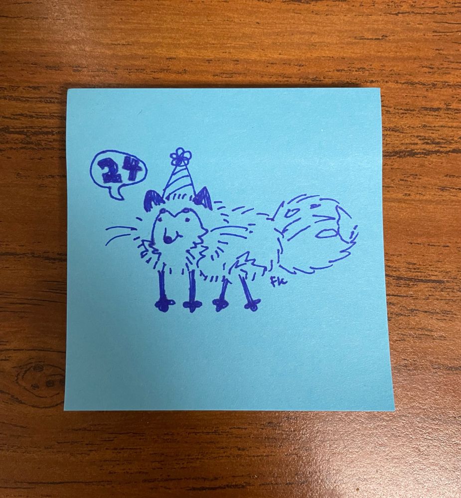 fox doodle on a sticky note