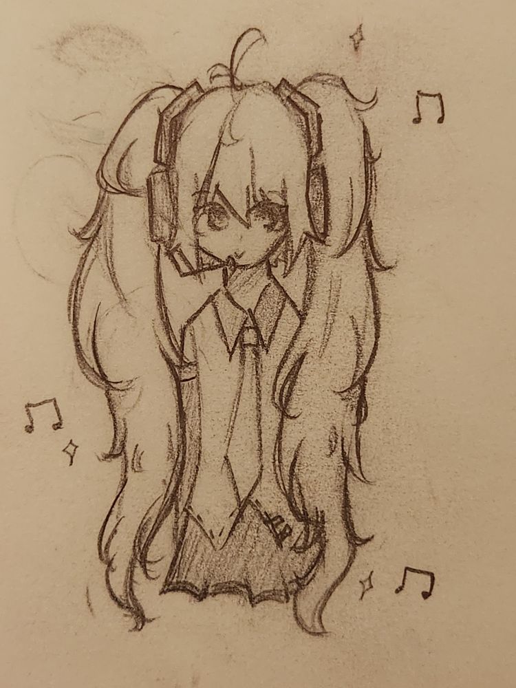 simple half body drawing of hatsune miku 